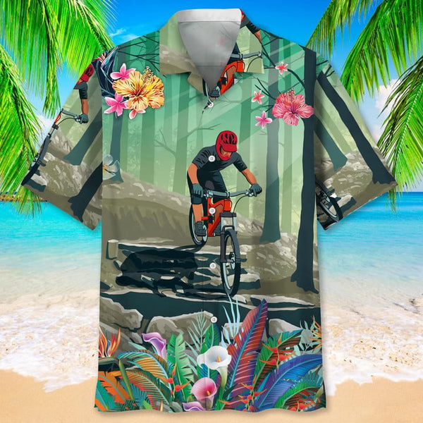 Maxcorner MOUNTAIN BIKE TROPICAL HAWAIIAN SHIRT