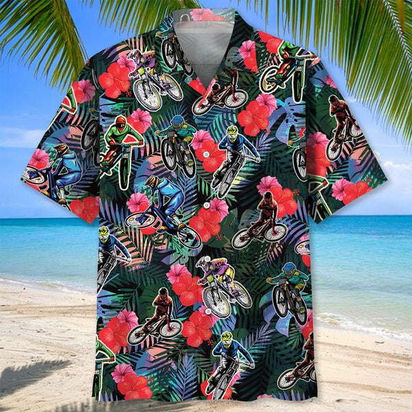 Maxcorner MOUNTAIN BIKE TROPICAL HAWAIIAN SHIRT