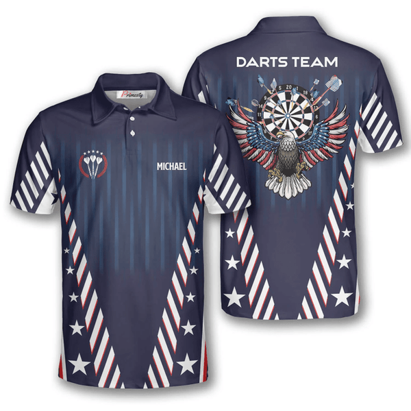 Maxcorners Patriots Athlete US Flag Pattern Darts Personalized Name And Team Name 3D Shirt
