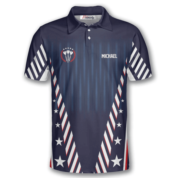 Maxcorners Patriots Athlete US Flag Pattern Darts Personalized Name And Team Name 3D Shirt