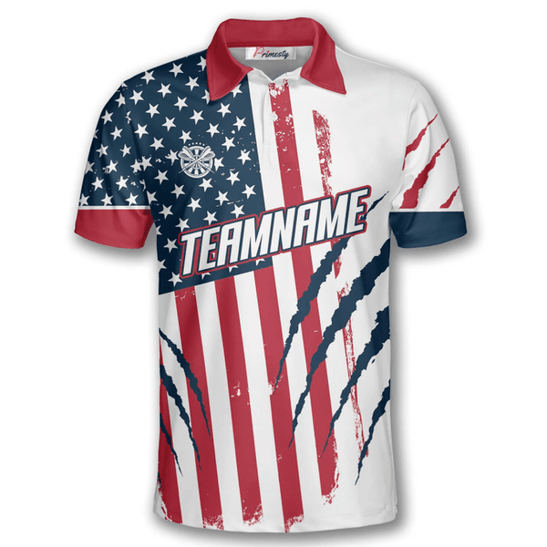 Maxcorners Eagle Scratches American Flag Darts Personalized Name And Team Name 3D Shirt