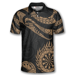 Maxcorners Golden Hawaiian Tribal Darts Personalized Name And Team Name 3D Shirt