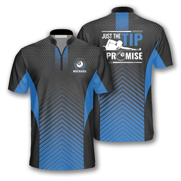 Maxcorners Just The Tip I Promise Billiard Custom Name Zipper Polo Shirt