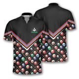 Maxcorners Billiard Pattern In Black Custom Name Zipper Polo Shirt
