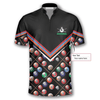 Maxcorners Billiard Pattern In Black Custom Name Zipper Polo Shirt