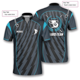 Maxcorners Blue Grey Style Billiard Custom Name Zipper Polo Shirt