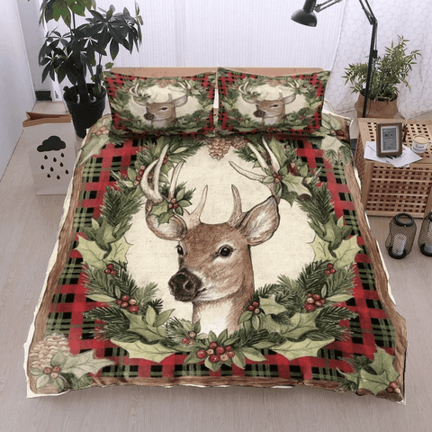 Maxcorners Deer Christmas All Over Printed Bedding Set