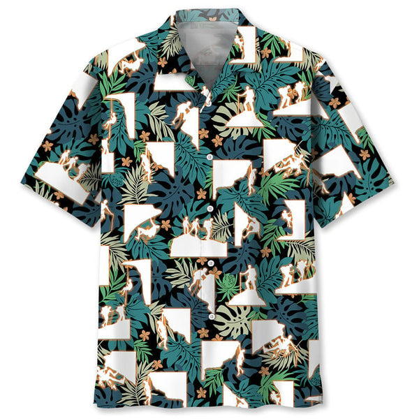 Maxcorner RETRO MOUNTAIN CLIMBING HAWAIIAN SHIRT