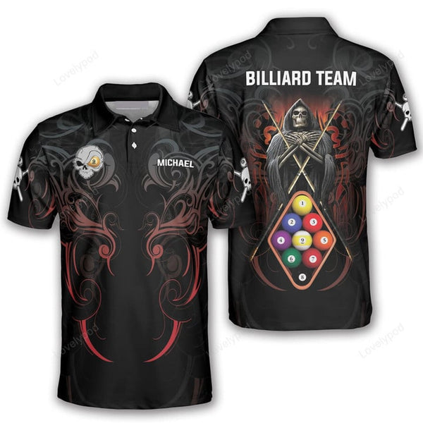 Maxcorners Tribal Skull Custom 9 Ball Billiard 3D Shirt