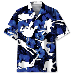 Maxcorners Scuba Diving Summer Colorful Hawaiian Shirt