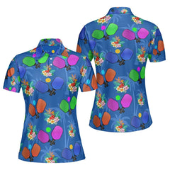 PICKLEBALL TROPICAL PALM POLO SHIRT FOR WOMEN