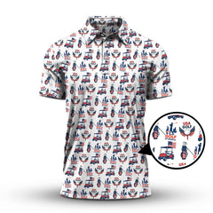 Maxcorners USA Golf Shirts, American Golf Shirt For Men, Pattern Golf Gift For Golfers
