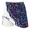 Maxcorners Customized Bowling Trouser Skirts With Shorts Underneath, Skittles And Balls Outline Bowling Pattern Skorts With Pockets