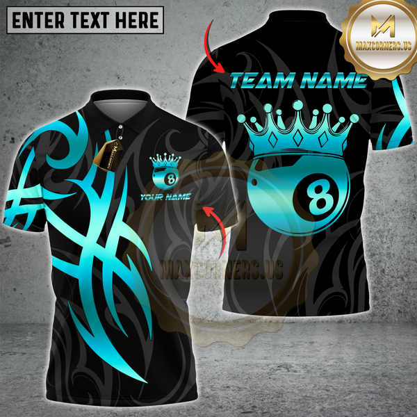 Maxcorners Billiards Crown 8 Ball Flame Multicolor Customized Name, Team Name 3D Shirt