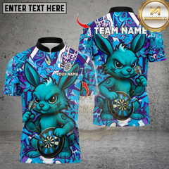 Maxcorners Darts Cool Bunny With Dartboard Multicolor Customized Name, Team Name 3D Shirts