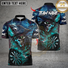 Maxcorners Darts Pirate Captain Skeleton With Dartboard Multicolor Customized Name, Team Name 3D Shirts