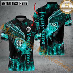 Maxcorners Darts Dragon Dratboard Fire Flame Mutilcolor Options Personalized Name, Team Name 3D Polo Shirt