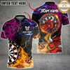 Maxcorners Bullseye Flame Darts Jersey Multicolor Option Customized Name, Team Name 3D Polo Shirt