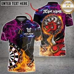 Maxcorners Bullseye Flame Darts Jersey Multicolor Option Customized Name, Team Name 3D Polo Shirt
