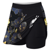 Maxcorners Customized Bowling Trouser Skirts With Shorts Underneath, Bowling Flower Pattern Gradient Gold With Pockets