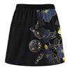 Maxcorners Customized Bowling Trouser Skirts With Shorts Underneath, Bowling Flower Pattern Gradient Gold With Pockets