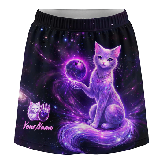 Maxcorners Customized Bowling Trouser Skirts With Shorts Underneath, Bowling Magical Kitty With Pockets