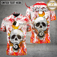 Maxcorners Billiard Skull Strike 8 Ball Multicolor Customized Name, Team Name 3D Shirt