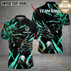 Maxcorners Dragon Lightning Strike Golf Polo Shirt, Customized Name & Team Name 3D Shirts (4 Colors)