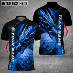 Maxcorners Golf Dragon Multicolor Option Customized Name, Team Name 3D Polo Shirt