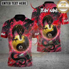 Maxcorners Billiards Azure Dragon Awakening 89 Ball Multicolor Customized Name Team Name 3D Shirt