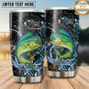 Maxcorners Fishing Tumbler Black Aqua Cracked Ice Design Personalized Name Tumbler (13 Species)