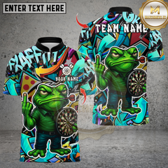 Maxcorners Darts Cartoon Offended Frog Dartboard Multicolor Customized Name, Team Name 3D Shirts
