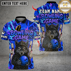 Maxcorners Bowling Wolf Cartoon Multioptions Personalized Name, Team Name Unisex 3D Shirts