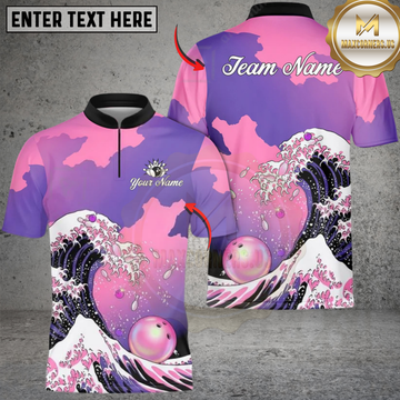 Maxcorners Bowling Ocean Wave Personalized Name, Team Name 3D Shirt