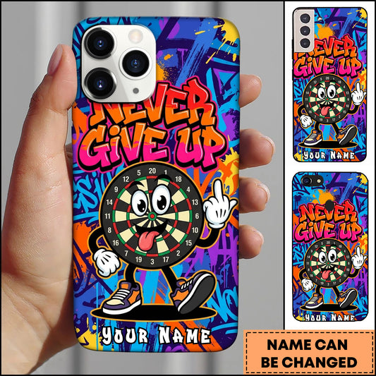 Maxcorners Darts Never Give Up Graffiti Style Dartboard Personalized Name Phone Case