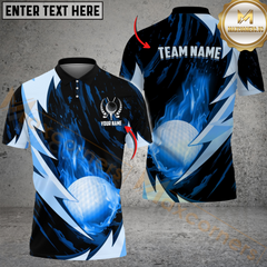 Maxcorners Golf Lightning Strike Multicolor Customized Name, Team Name 3D Shirts