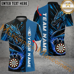Maxcorners Darts Water Dragon Art Fire Mutilcolor Options Personalized Name, Team Name 3D Polo Shirt