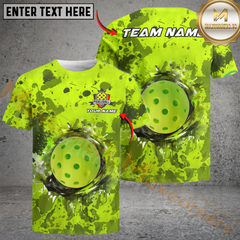 Maxcorners Custom Neon Green Splatter Pickleball Personalized Name, Team Name Unisex Shirt