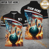 Maxcorners Digital Ball Us Flag Bowling Jersey Customized Name, Team Name 3D Polo Shirt
