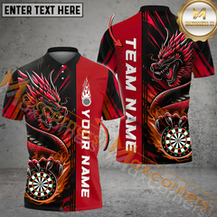 Maxcorners Darts Water Dragon Art Fire Mutilcolor Options Personalized Name, Team Name 3D Polo Shirt
