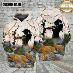 Maxcorners Custom Name Women Deer Hunting With Bow All Over Print Shirt Best Gift For Hunter