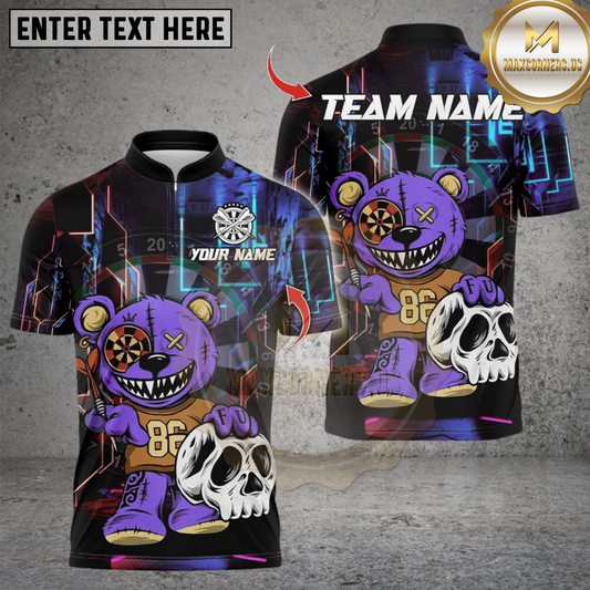 Maxcorners Darts Halloween Bear With Dartboard Multicolor Customized Name, Team Name 3D Shirts