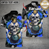 Maxcorners Skull & Roses Bowling Multicolor Customized Name, Team Name 3D Shirts