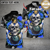 Maxcorners Skull & Roses Bowling Multicolor Customized Name, Team Name 3D Shirts
