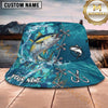 Maxcorners Fishing Aqua Camouflage Lace-Up Water Splash Personalized 3D Bucket Hat (13 Fish Species)