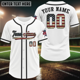 Maxcorners White Men’s Patriotic Baseball Jersey Minimalist USA Flag | Custom Name, Number & Logo LM2608