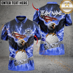 Maxcorners Golf Patriotic Eagle Multicolor Customized Name, Team Name 3D Shirts