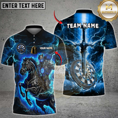 Maxcorners Darts Fantasy Knight Thunder Lightning Pattern Multicolor Option Customized Name, Team Name 3D Polo Shirt
