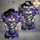Maxcorners Skull & Roses Bowling Multicolor Customized Name, Team Name 3D Shirts