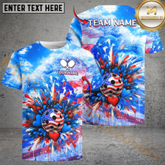 Maxcorners Pickleball USA Flag Water Colorful Personalized Name, Team Name Unisex Shirt